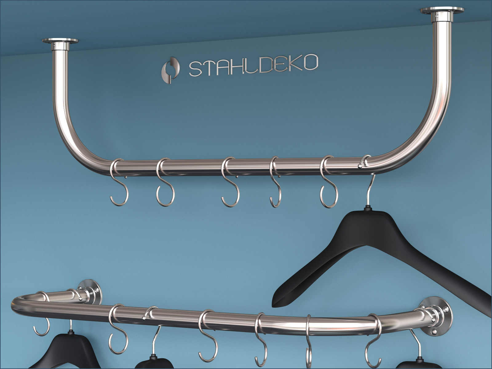 Stainless Steel Tube Rod Hook Wardrobe Bathroom Fit for 1 Rod Dia 8pcs | Harfington