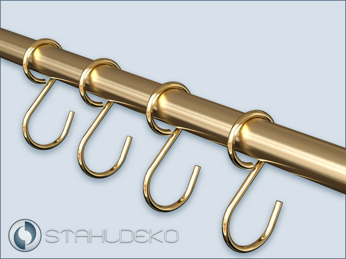 Brass-Plated Steel Ring Hook for Poles up to 16mm Diameter