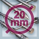 Ø20 mm V2A stainless steel curtain rods double-track for wall mounting