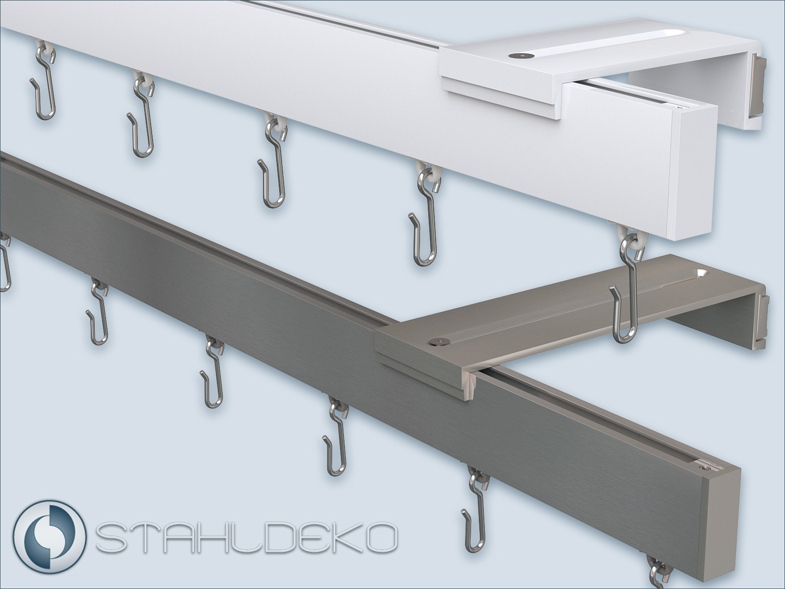 Premium Sleek wall bracket for aluminum curtain tracks – stainless steel or glossy white finish