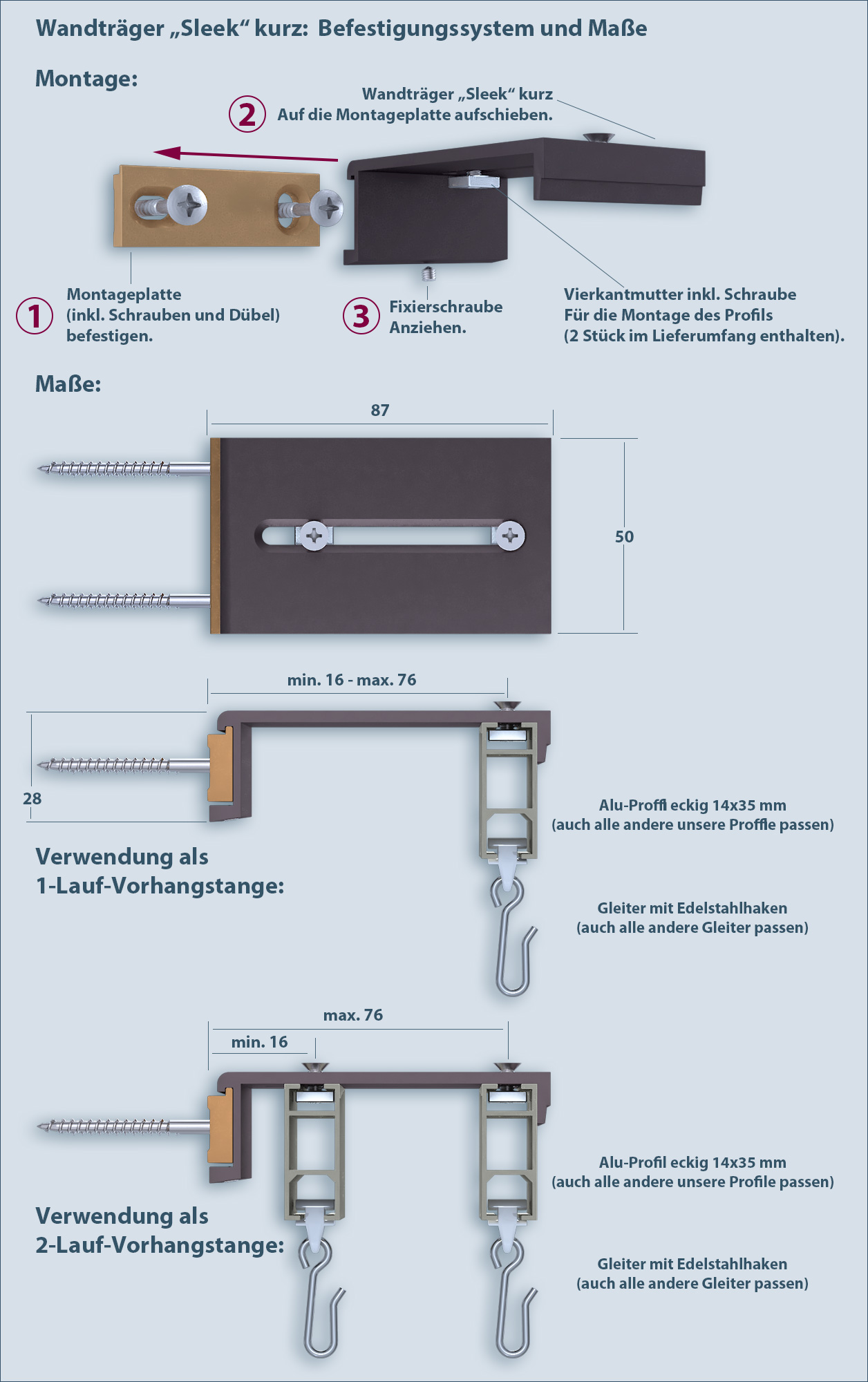 Installation guide for Sleek wall bracket – short version