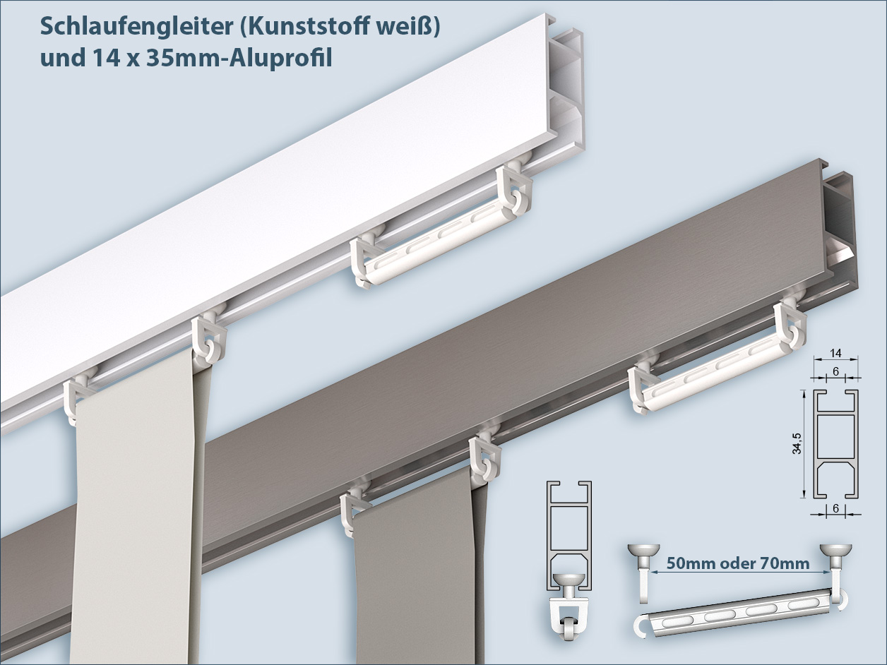 Gliders for Loop Curtains, Compatible with Square Aluminum Inner Glide Profiles