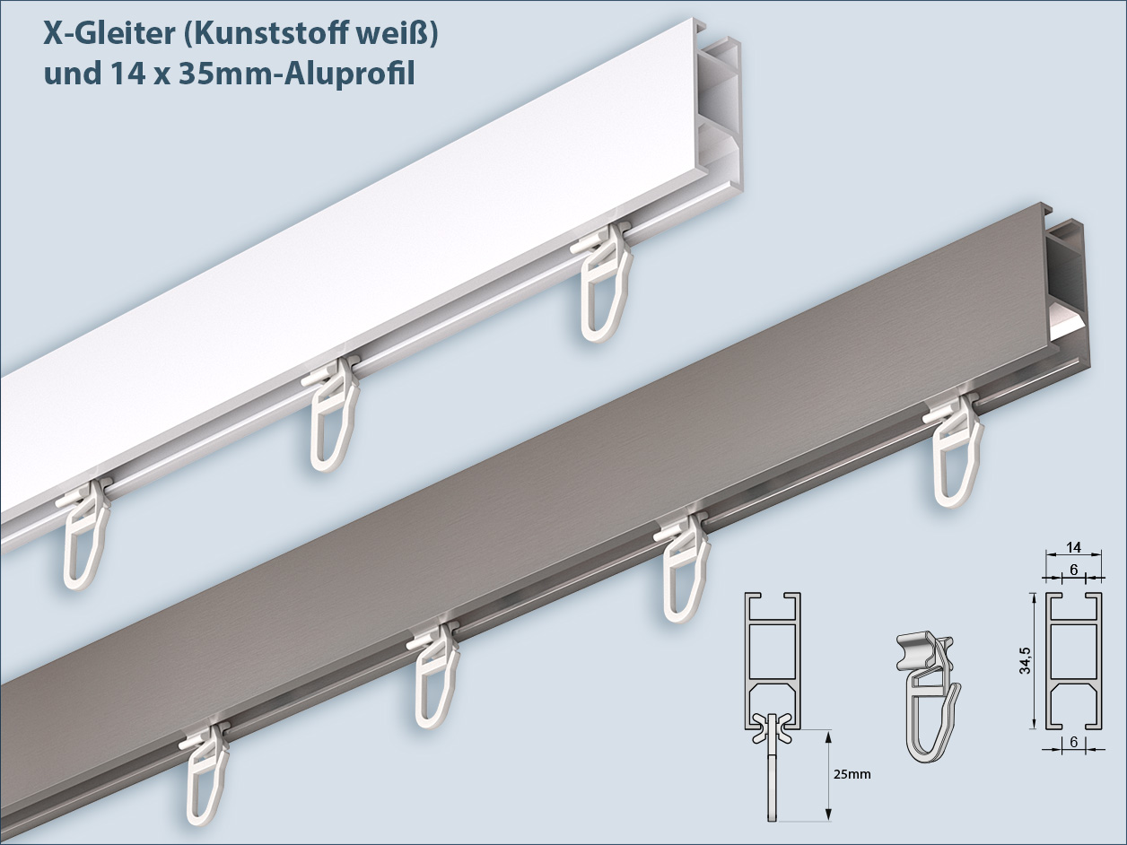 X-Gliders for Inner Glide Curtain Tracks 14x35mm