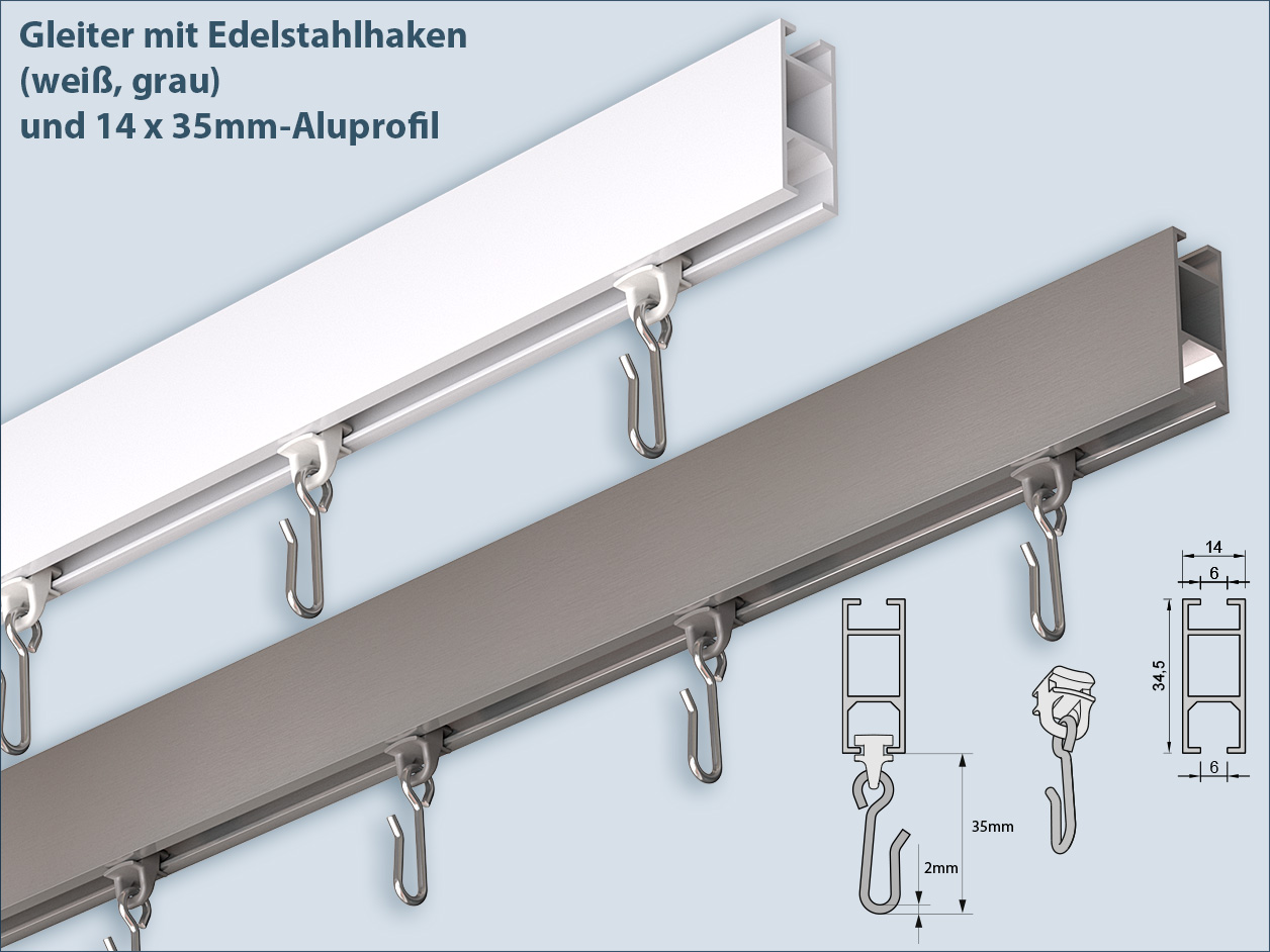 Gliders with Stainless Steel Hooks for Square Inner Glide Profiles