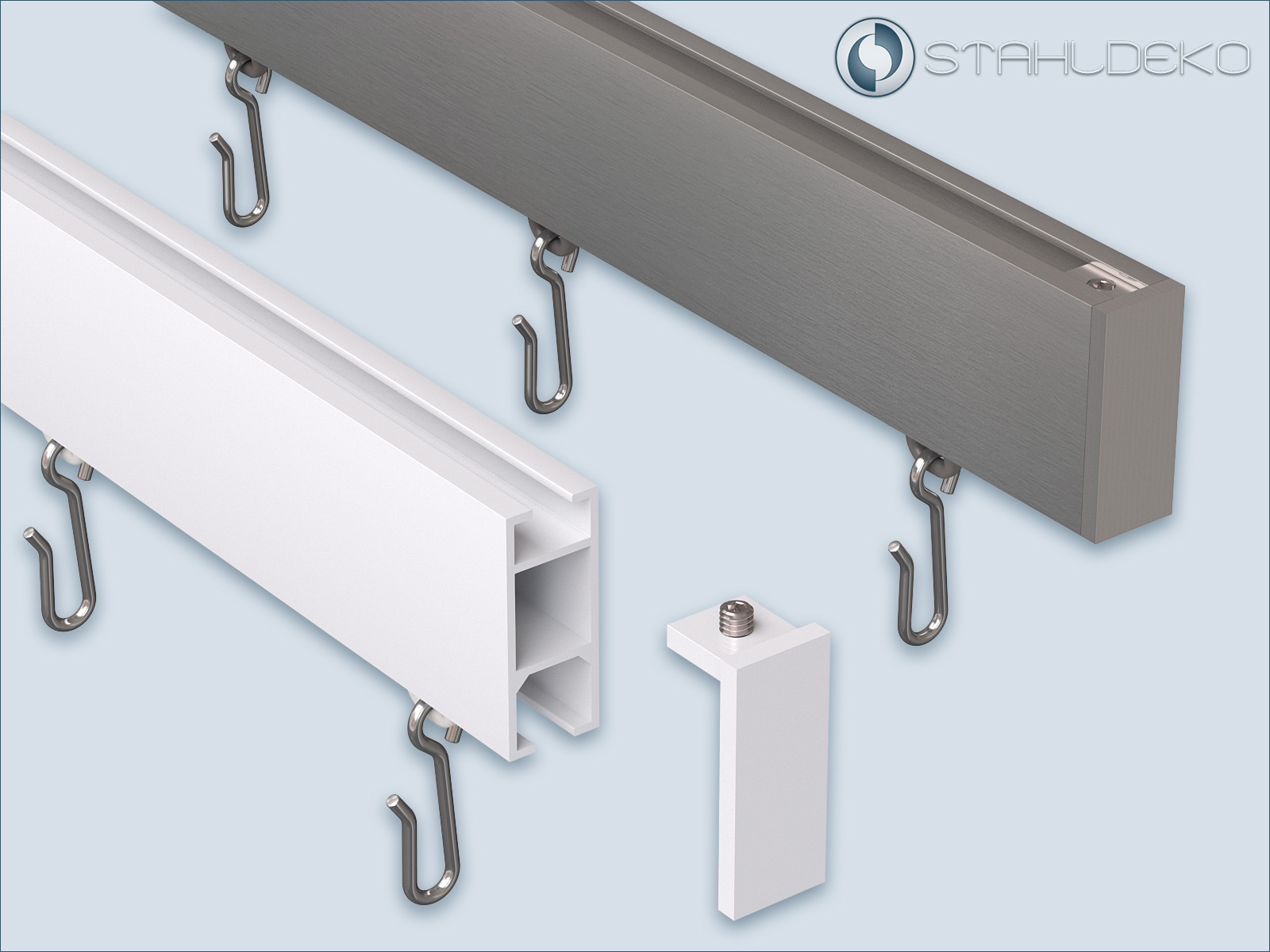 Aluminum end cap, stainless steel or white, for square aluminum profile 14x35 mm