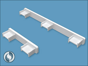 End caps for reversible rails