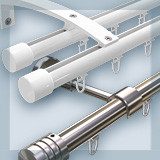 Curtain rods with inner rail for wall mounting: single-track and double-track