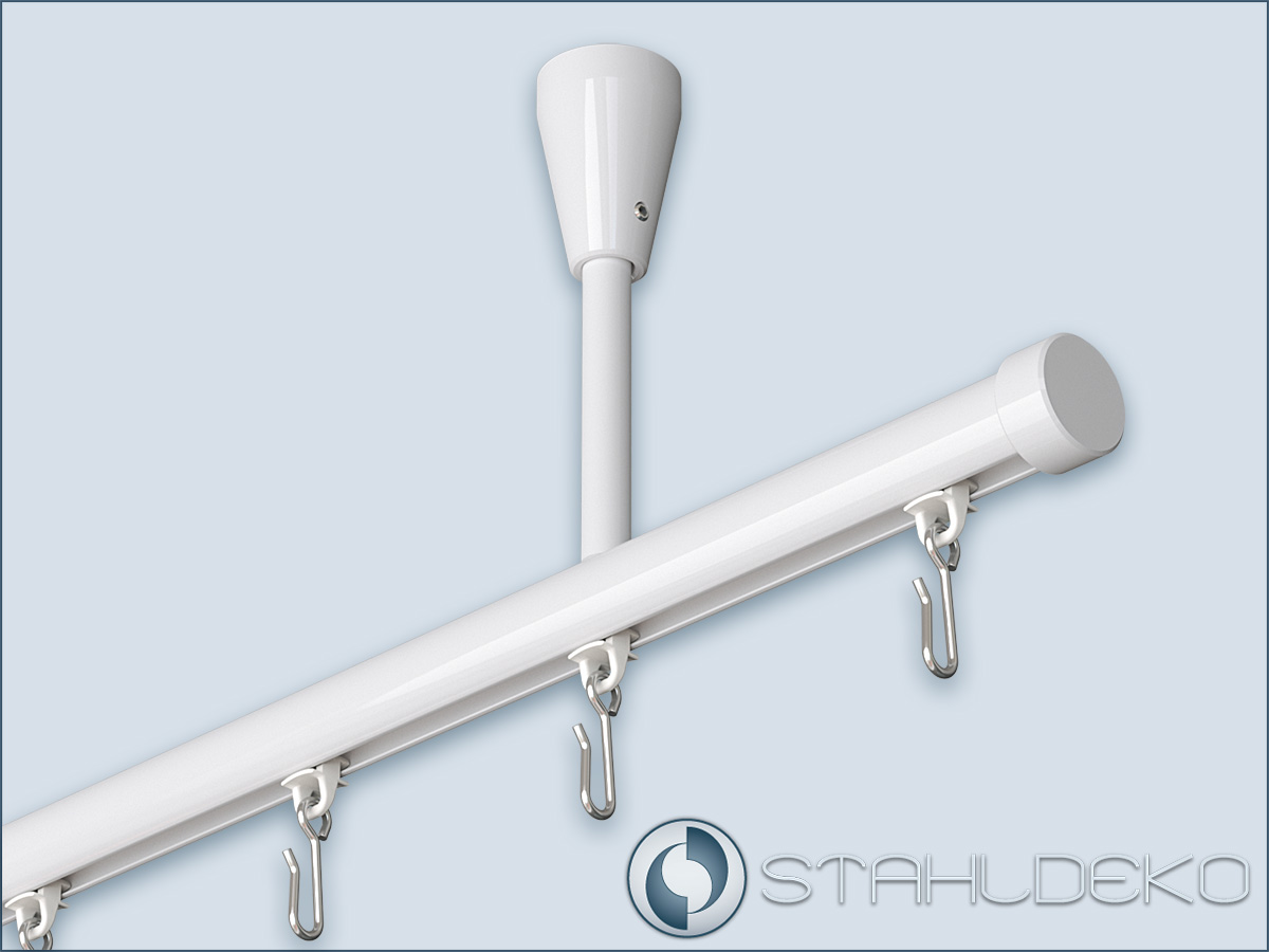 Inner track curtain rod Standard single track for ceiling mounting, end  pieces optional.