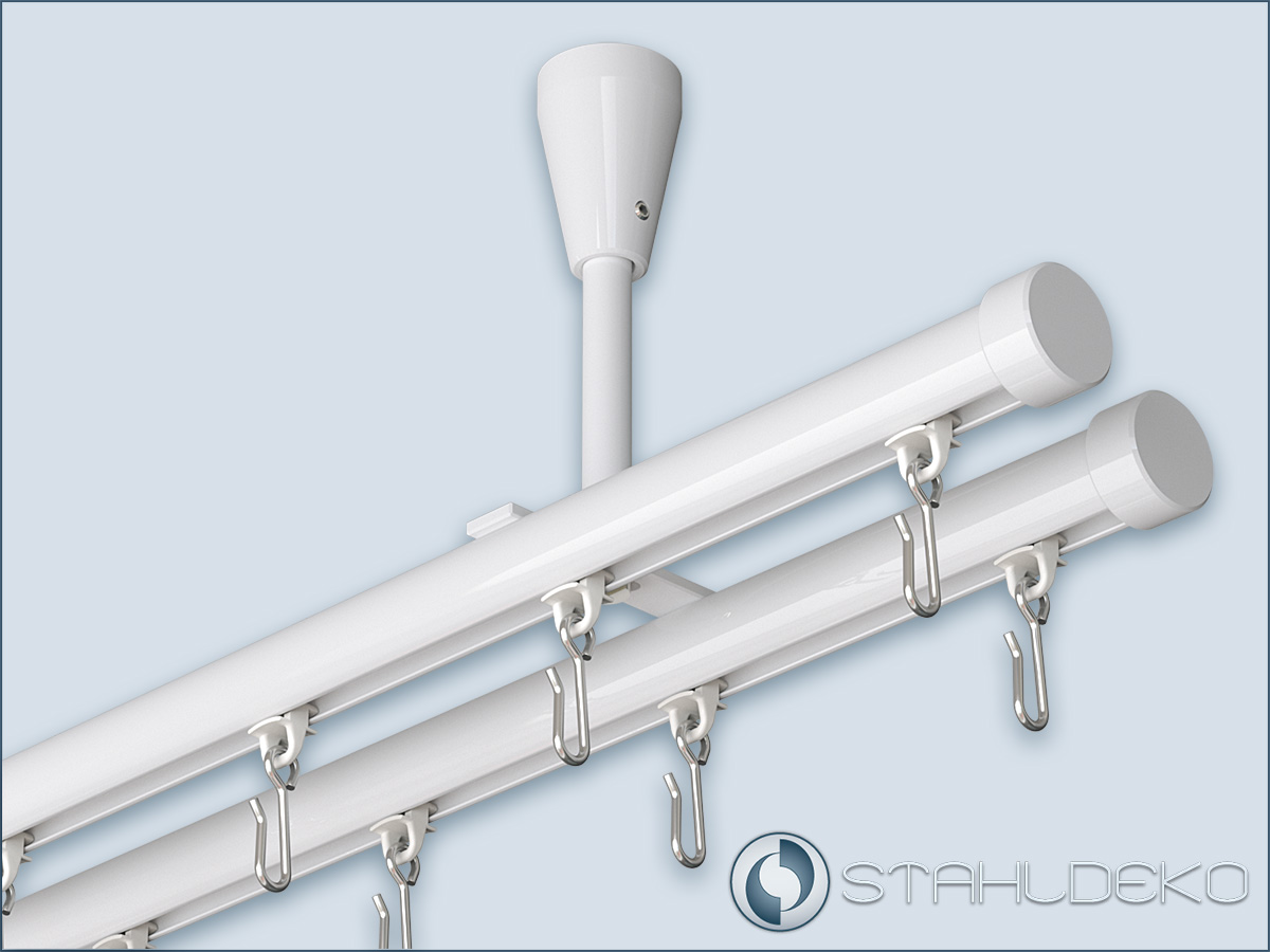 White inner track rod Standard 2-track for ceiling mounting.