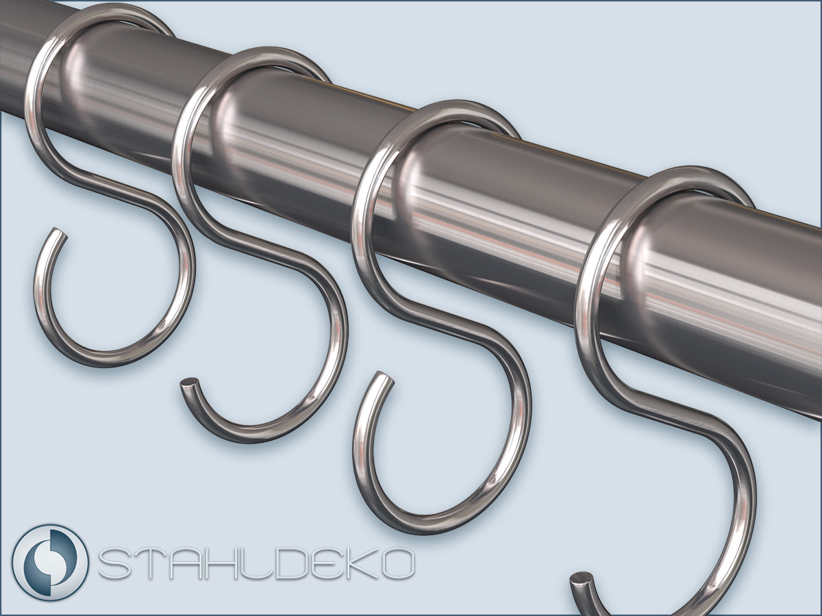 Hooks for tubes and rods up to 28mm diameter, for curtains, wardrobe, and  railing.
