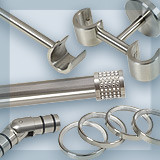 Individual parts and accessories for round tube and inner rail curtain rods