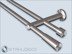 Stainless steel curtain rod, double track tube 16mm with Post-16 brackets, Tura end buttons and without curtain hooks.