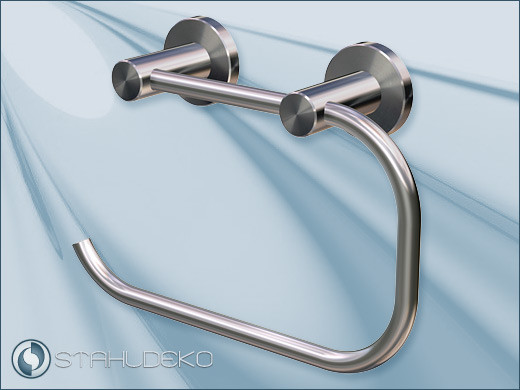 Toilet Paper Holder made of V2A Stainless Steel, Model Double-Post10 with Base Plate