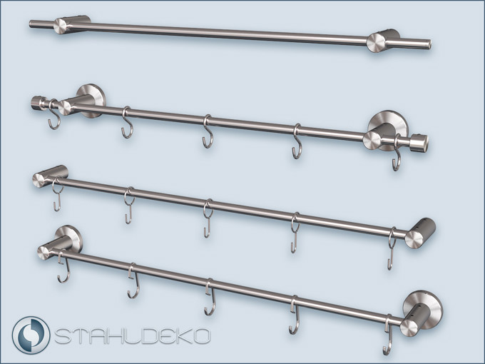 Kitchen Railing, Post 10 System made of Stainless Steel with Hooks for Kitchen Accessories