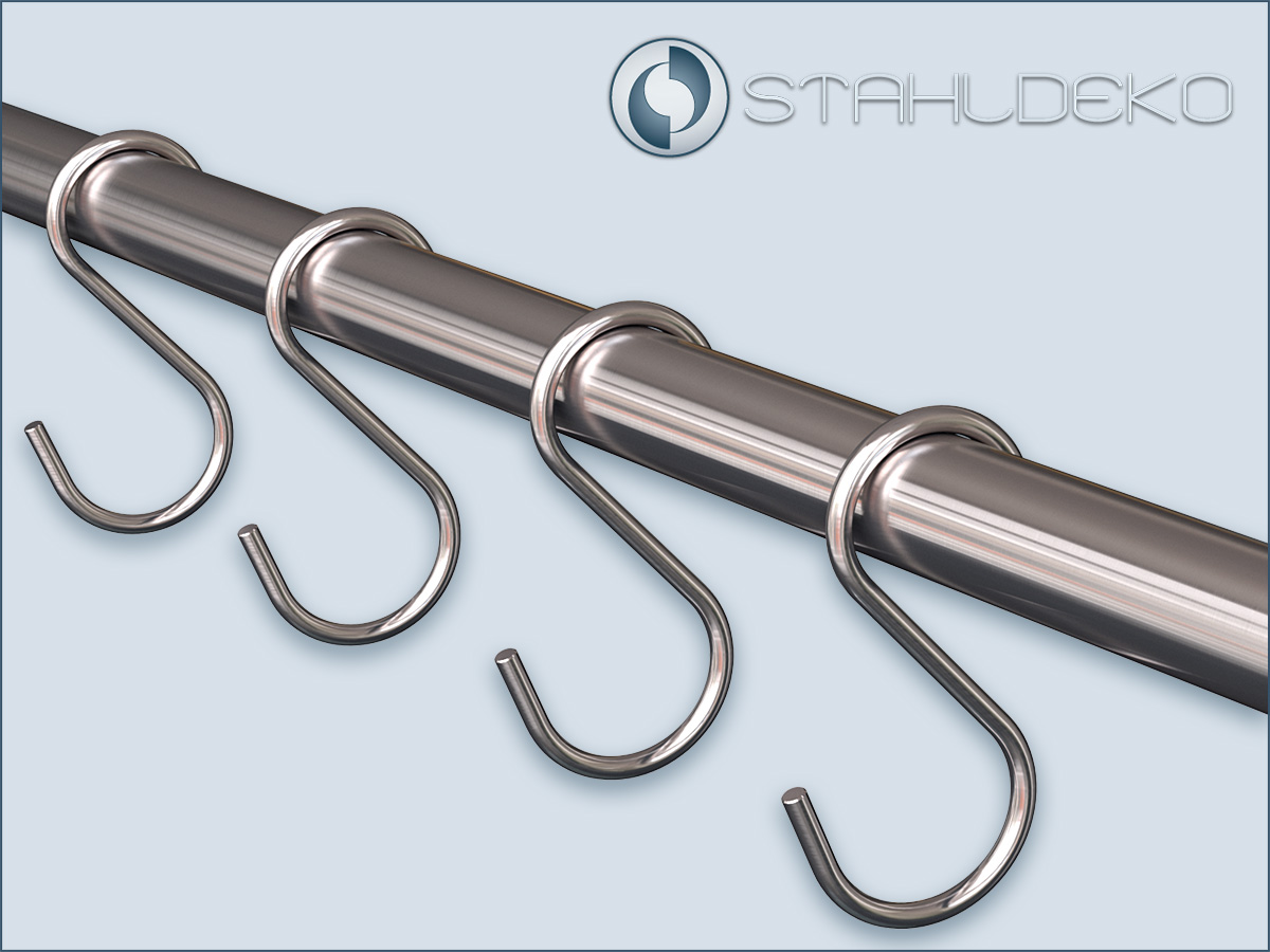S-Hook made of stainless steel for tubes and rods up to 16mm diameter.