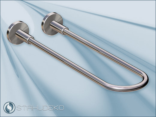 Curved stainless steel towel rail