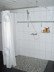 Shower rod for curtain Angle-U-shape for floor-level shower barrier-free