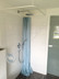 Angle rod for shower curtain U-shape for floor-level shower or floor-level shower area in bathroom