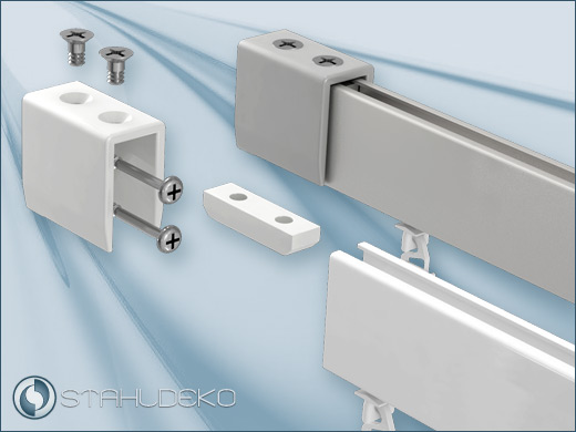 Wall bracket for square curtain rails with inner track 14x35mm