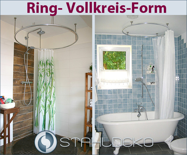 Picture of Full circle shower curtain rod curved as a ring for barrier-free and accessible showers and bathtubs